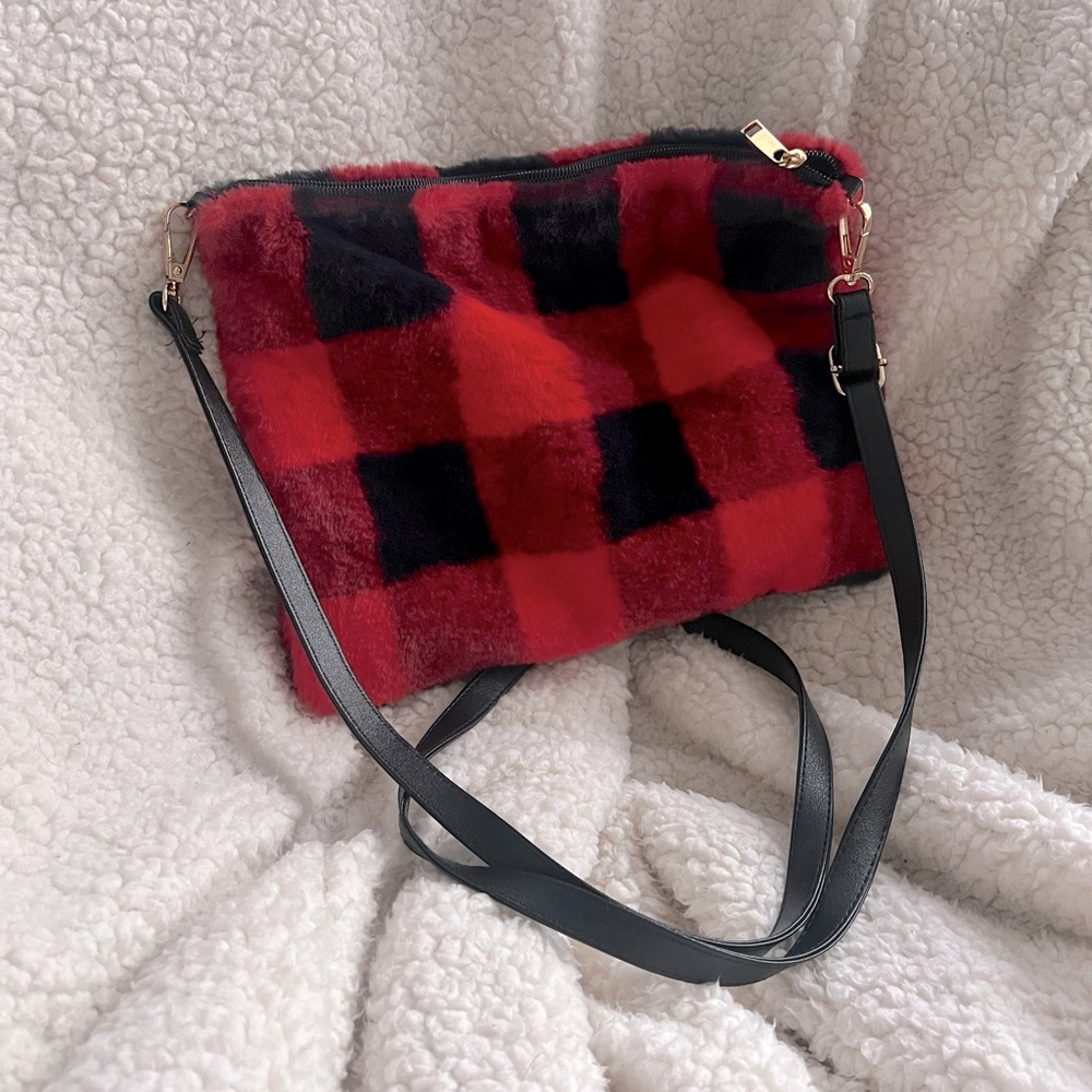 red buffalo plaid cross body